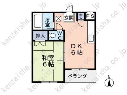 コーポ志波(1DK/1階)の間取り写真