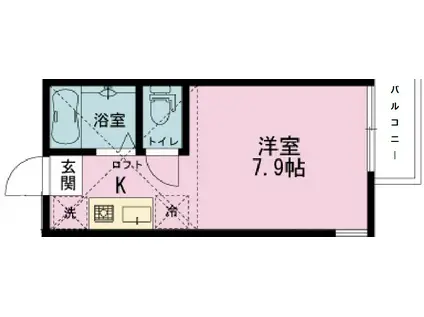 サウスヒルズ(ワンルーム/2階)の間取り写真