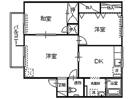 セジュール根城B(3DK/2階)の間取り写真
