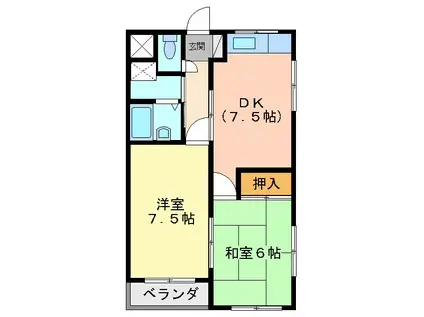 プチシャン阪本(2DK/4階)の間取り写真