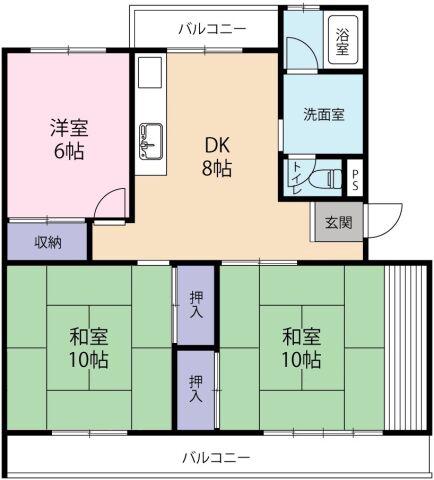 ハイツ ハヤシ(3DK/4階)の間取り写真