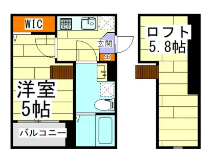 ベイシティヒルズ(1K/2階)の間取り写真