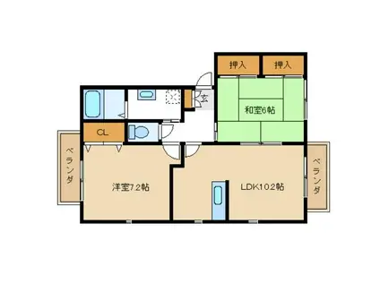 ラフィーネ田寺東(2LDK/1階)の間取り写真