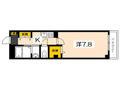 アルモニーB(1K/2階)の間取り写真
