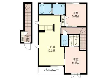 SHAMAISONカーサ・リヴェール(2LDK/2階)の間取り写真