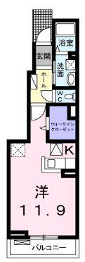 エレスチャル(1K/1階)の間取り写真