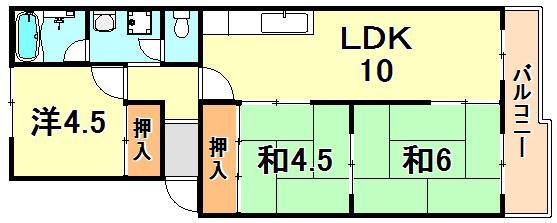 チェリーハイツ(3LDK/4階)の間取り写真