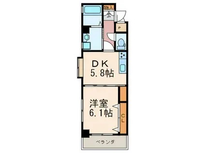 サンシャイン・プリンセス黒崎(1DK/9階)の間取り写真
