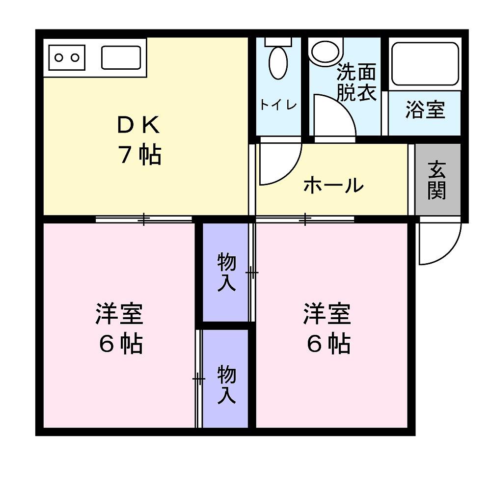 ラポール向井(2DK/1階)の間取り写真