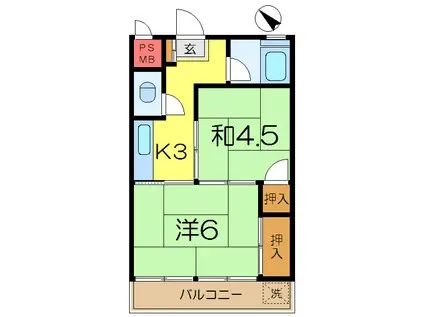 伊沢ビル(2K/3階)の間取り写真