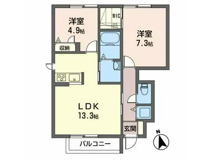 そらりすの庄A(2LDK/1階)の間取り写真