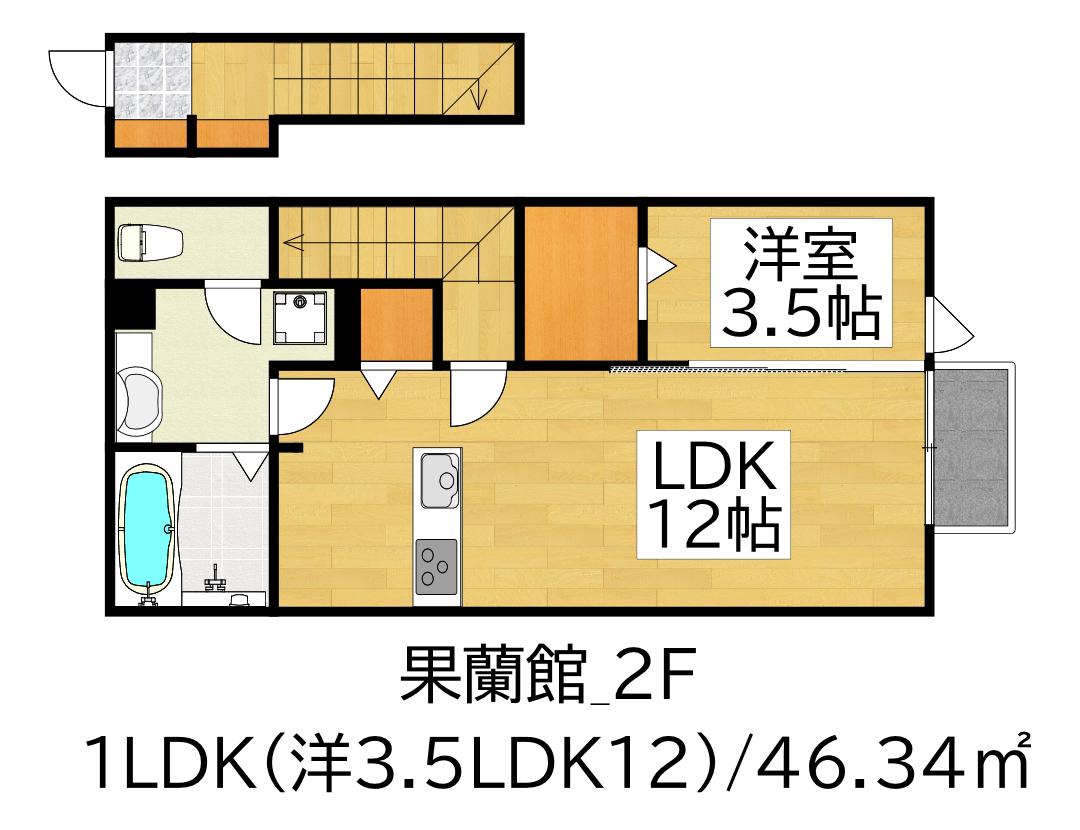 ＪＲ東北本線 郡山駅(福島) 徒歩41分 2階建 築10年(1LDK/2階)の間取り写真