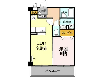 マンションマルカサウス(1LDK/2階)の間取り写真
