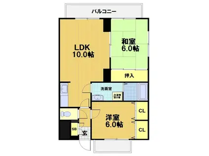 アフリー太田II(2DK/3階)の間取り写真
