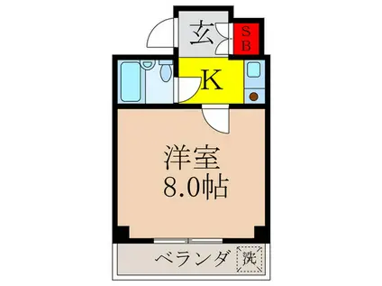 クリスタルヴィラ荒木(1K/2階)の間取り写真