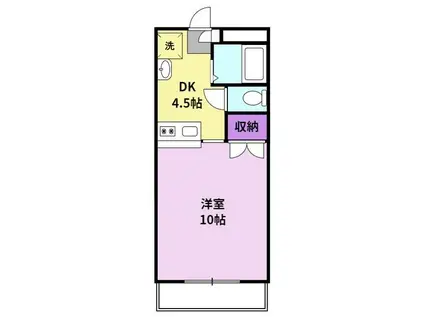 コスモハイツⅢ(ワンルーム/1階)の間取り写真