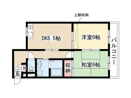 レインボー青柳(2DK/4階)の間取り写真