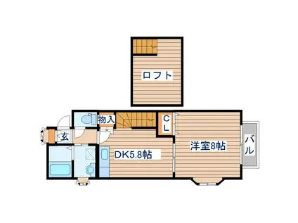 OZ新田東(1DK/2階)の間取り写真