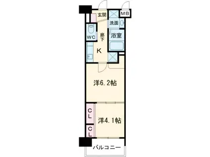 コンダクトレジデンスFUTAJIMA(2K/6階)の間取り写真