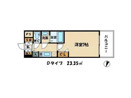 クリスタルグランツ梅田(1K/4階)の間取り写真
