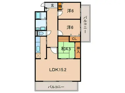 アルデール・カサ(3LDK/3階)の間取り写真