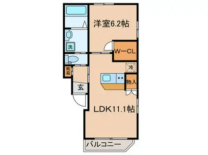 エフ・パークレジデンス横浜反町1216(1LDK/1階)の間取り写真