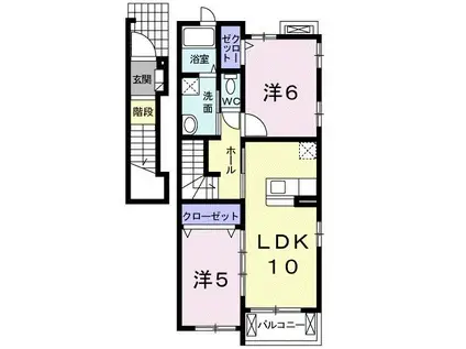オレンジハウス B棟(2LDK/2階)の間取り写真