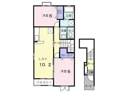 エスポワール八剱(2LDK/2階)の間取り写真