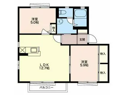 ハイムマグノリアB(2LDK/1階)の間取り写真