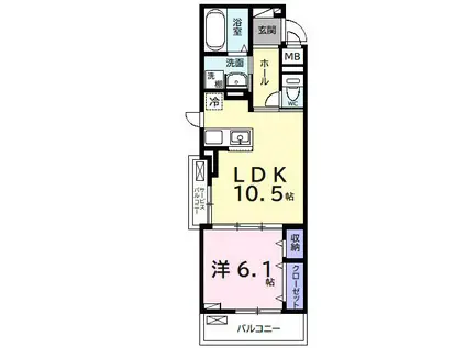 リバーサイドII(1LDK/2階)の間取り写真