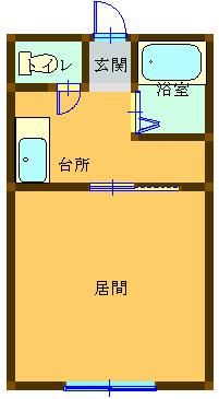 佐竹6号(1K/1階)の間取り写真