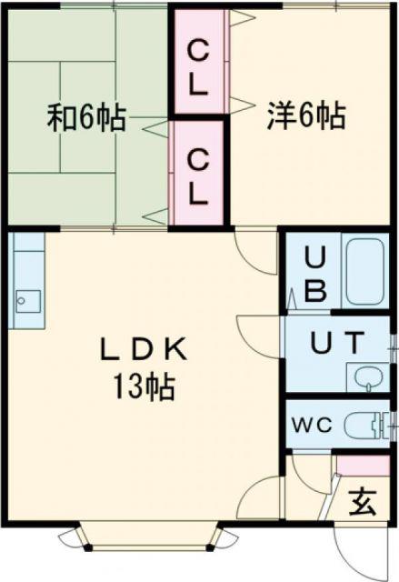 コーポワカキⅡ(2LDK/1階)の間取り写真