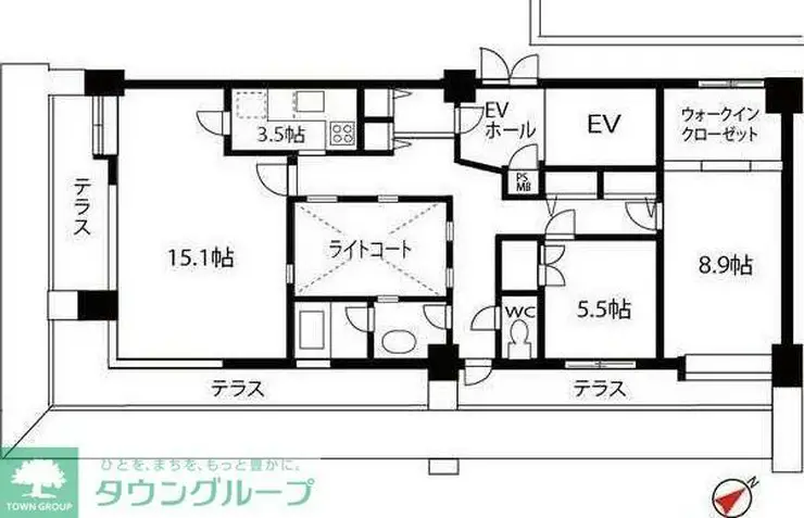 センターハイツ梅ヶ丘 7階階 間取り