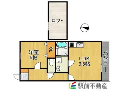 パーチェ・筑後 B棟(1LDK/2階)の間取り写真