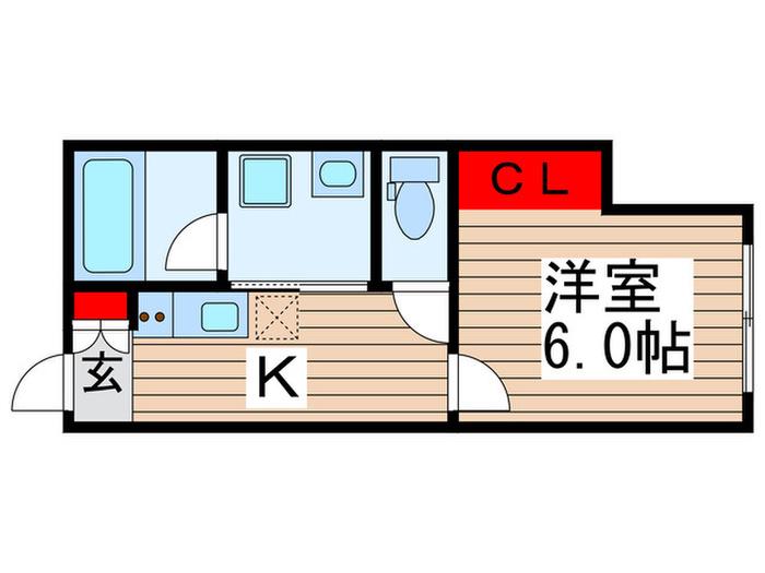 中峠ハイツB2(1K/1階)の間取り写真