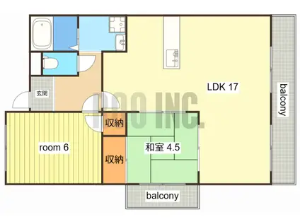ルークレジデンス姫路II(2LDK/3階)の間取り写真