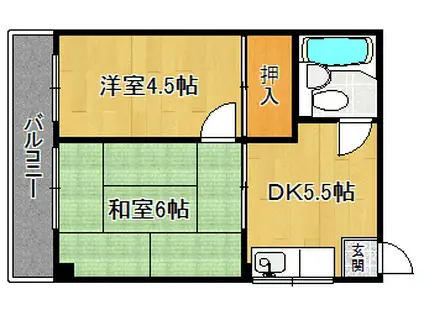 メゾン大卓(2DK/2階)の間取り写真