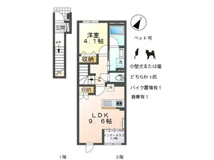 SUKABANA(1LDK/2階)の間取り写真