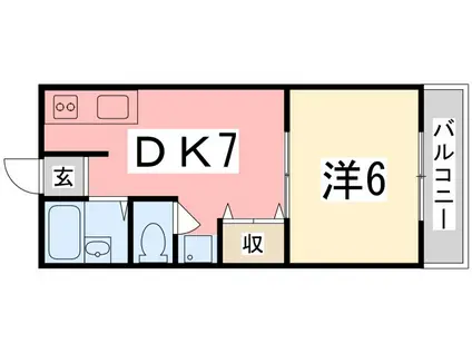 ハイツカジワラ(1DK/2階)の間取り写真