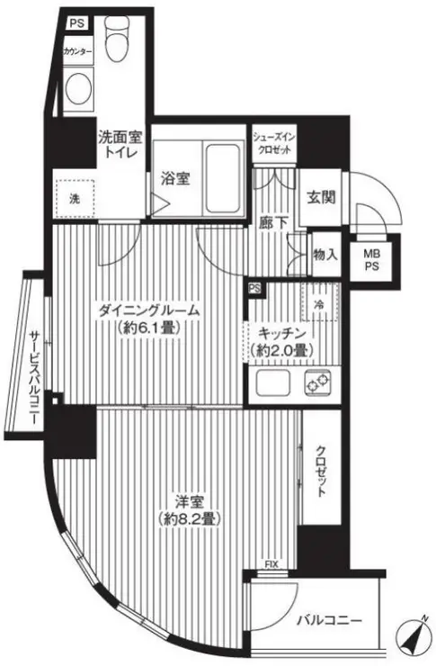 カスタリア初台 2階階 間取り
