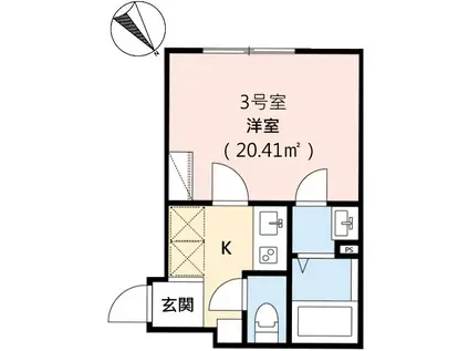 CRECIA薬円台(1K/2階)の間取り写真