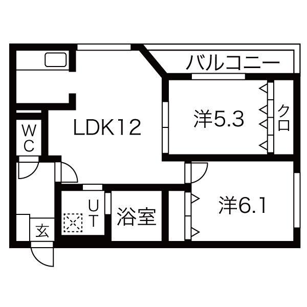 バラクーダ(2LDK/1階)の間取り写真