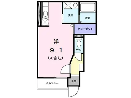 ダンデリオン(ワンルーム/1階)の間取り写真