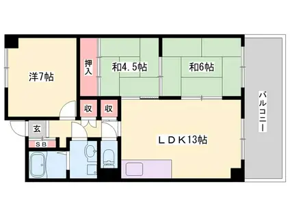 アルコ・ラ・カーサ佃町II(3LDK/2階)の間取り写真