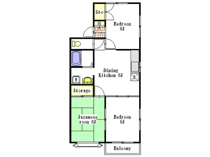 アメニティスクエア南吉成D棟(3DK/2階)の間取り写真