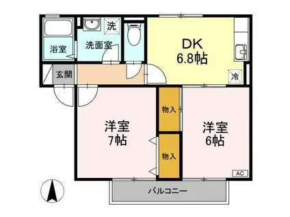 ビューラー福泊A棟(2DK/2階)の間取り写真