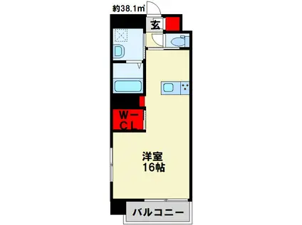 ウイングス戸畑(1LDK/2階)の間取り写真