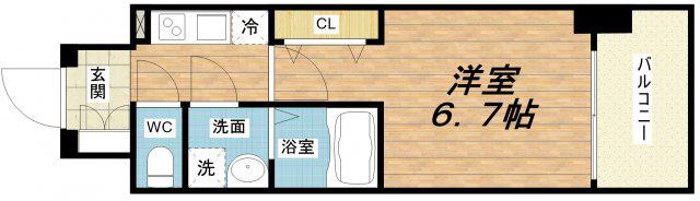 QUINTET NAMBA(1K/3階)の間取り写真