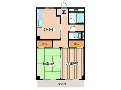 第3コーポ手代木(2DK/2階)の間取り写真