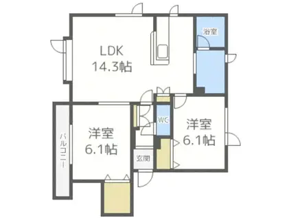 マルシメ64A(2LDK/2階)の間取り写真